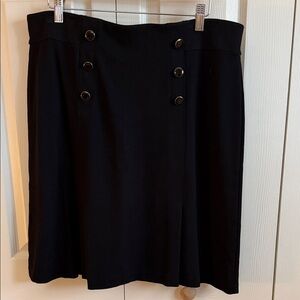 Roz & Ali Black A-Line Skirt with Button Accents